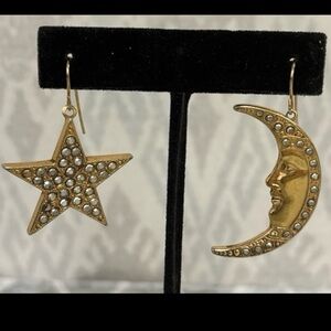 Kirks Folly Gold Star and Moon Earrings